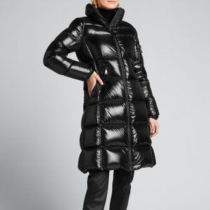Moncler Moyadons Size 2 GREAT CONDITION Black Glossy Long Puffer Winter Jacket